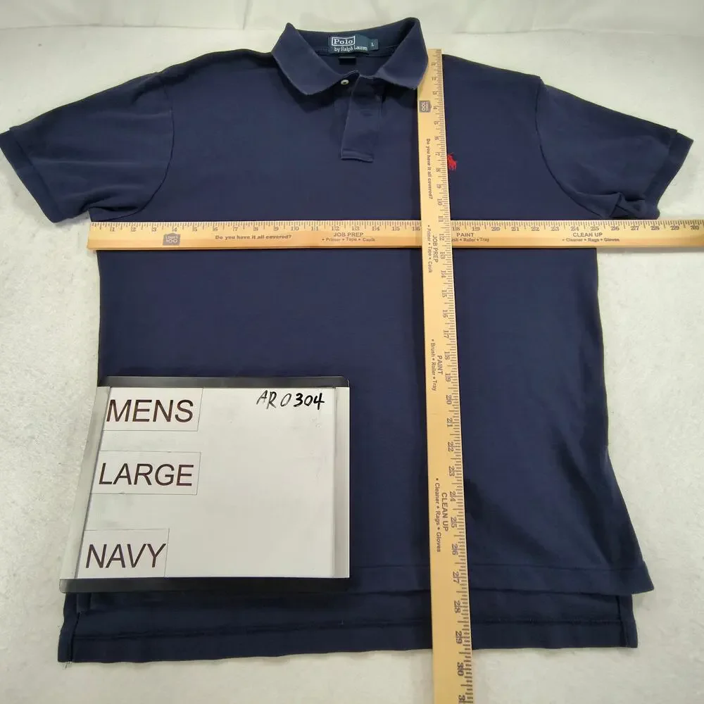 Polo by Ralph Lauren Short Sleeve Collared Polo Shirt Mens Size XL Navy Blue Red